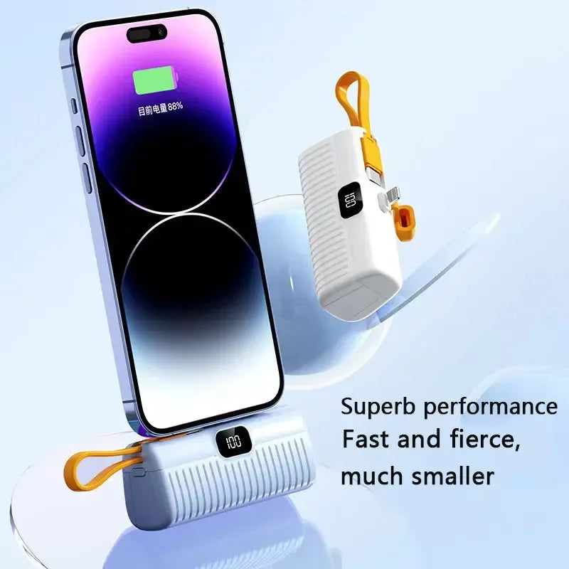 50000mAh Mini Power Bank with Built In Charger For iPhone Samsung