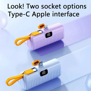 5000mAh Mini Power Bank with Built In Charger For iPhone Samsung